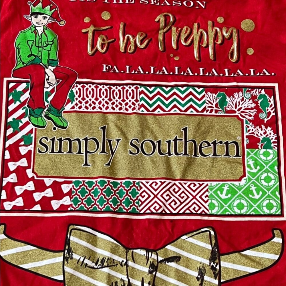 Simply Southern Tis The Season To Be Preppy Christmas T-shirt Small Holiday Gift